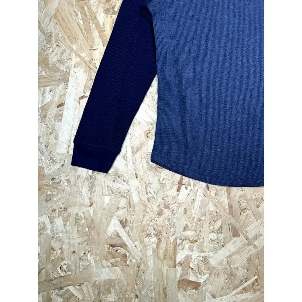 Old Navy Boys Thermal Shirt Size L 10-12 Blue Raglan Long Sleeve Waffle Knit